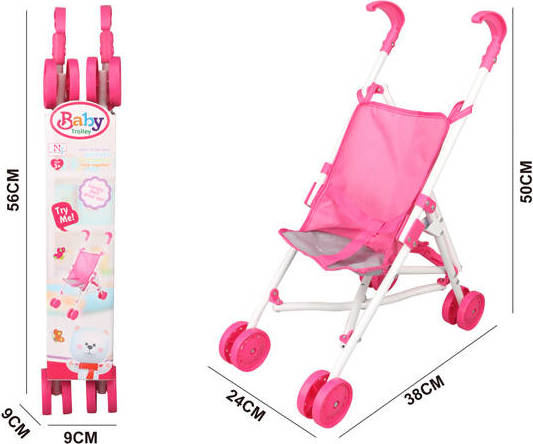 Kočík pre bábiky ICOM 56cm kovový ružový