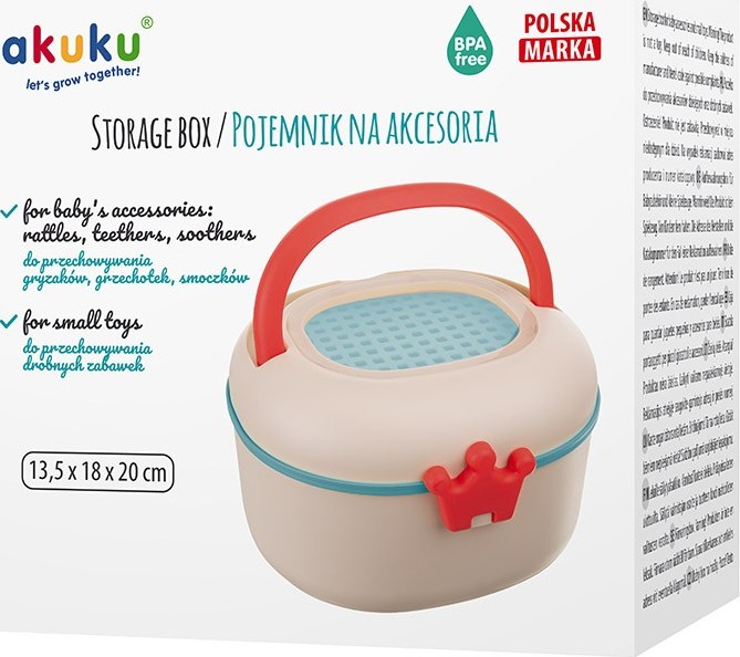 Praktická krabička BOX na chrastítka a kousátka Akuku