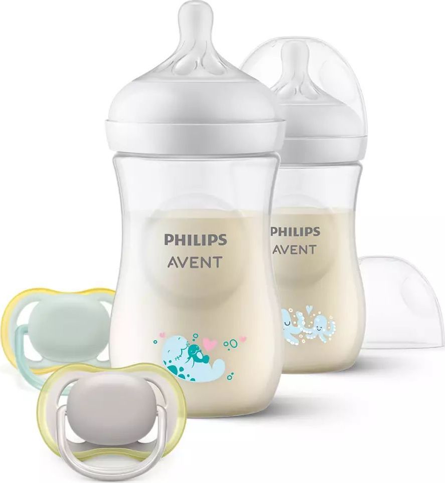 Philips Avent Sada 2 lahví Responsive Natural 260 ml + Ultra Air savička 0-6m