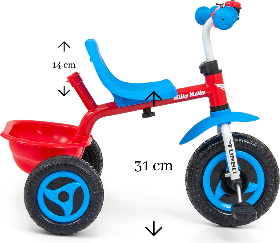 Detská trojkolka Milly Mally Boby TURBO Cool Red