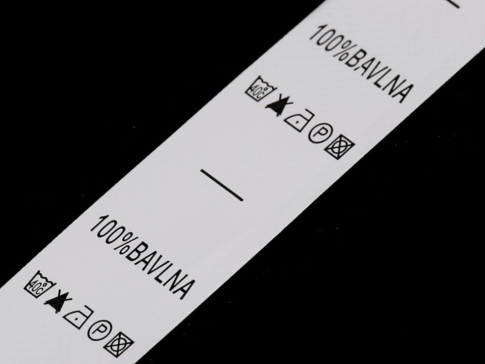 Štítky - složení a prací symboly Varianta: 1 (40°C) bílá bavlna, Balení: 1 návin