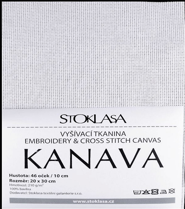 Vyšívací tkanina Kanava 20x30 cm 46 oček Varianta: bílá, Balení: 1 ks
