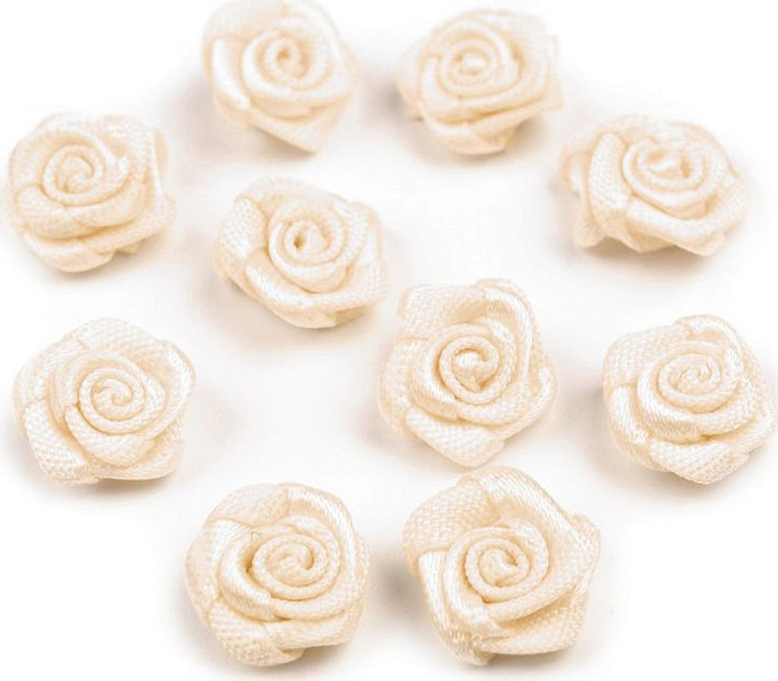 Saténová růže Ø10 mm Varianta: 20 bílá, Balení: 200 ks