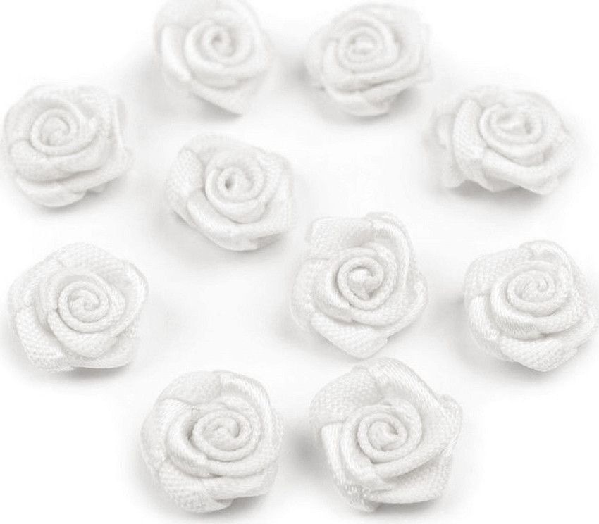 Saténová růže Ø10 mm Varianta: 20 bílá, Balení: 10 ks