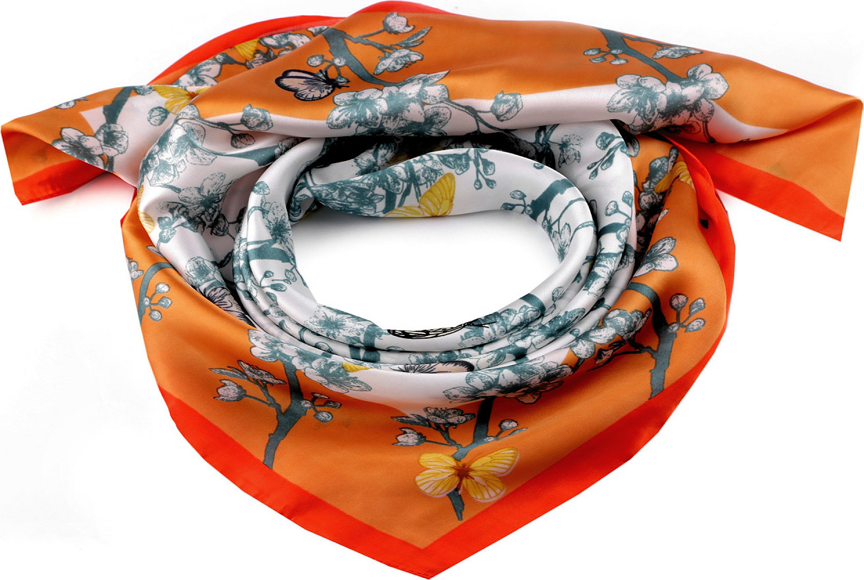 Saténový šátek motýl 70x70 cm Varianta: 2 lososová, Balení: 1 ks