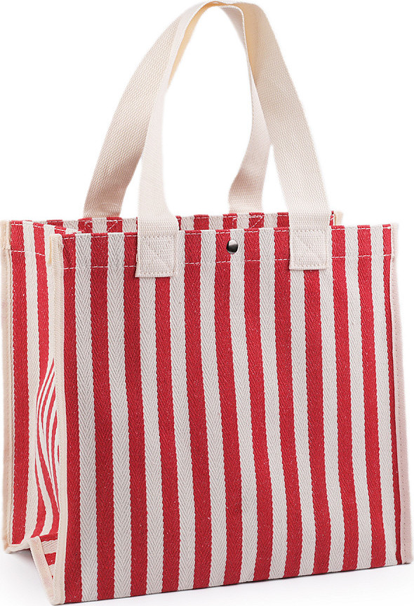 Bavlněná taška pevná s pruhy 33x32 cm Varianta: 2 červená, Balení: 1 ks