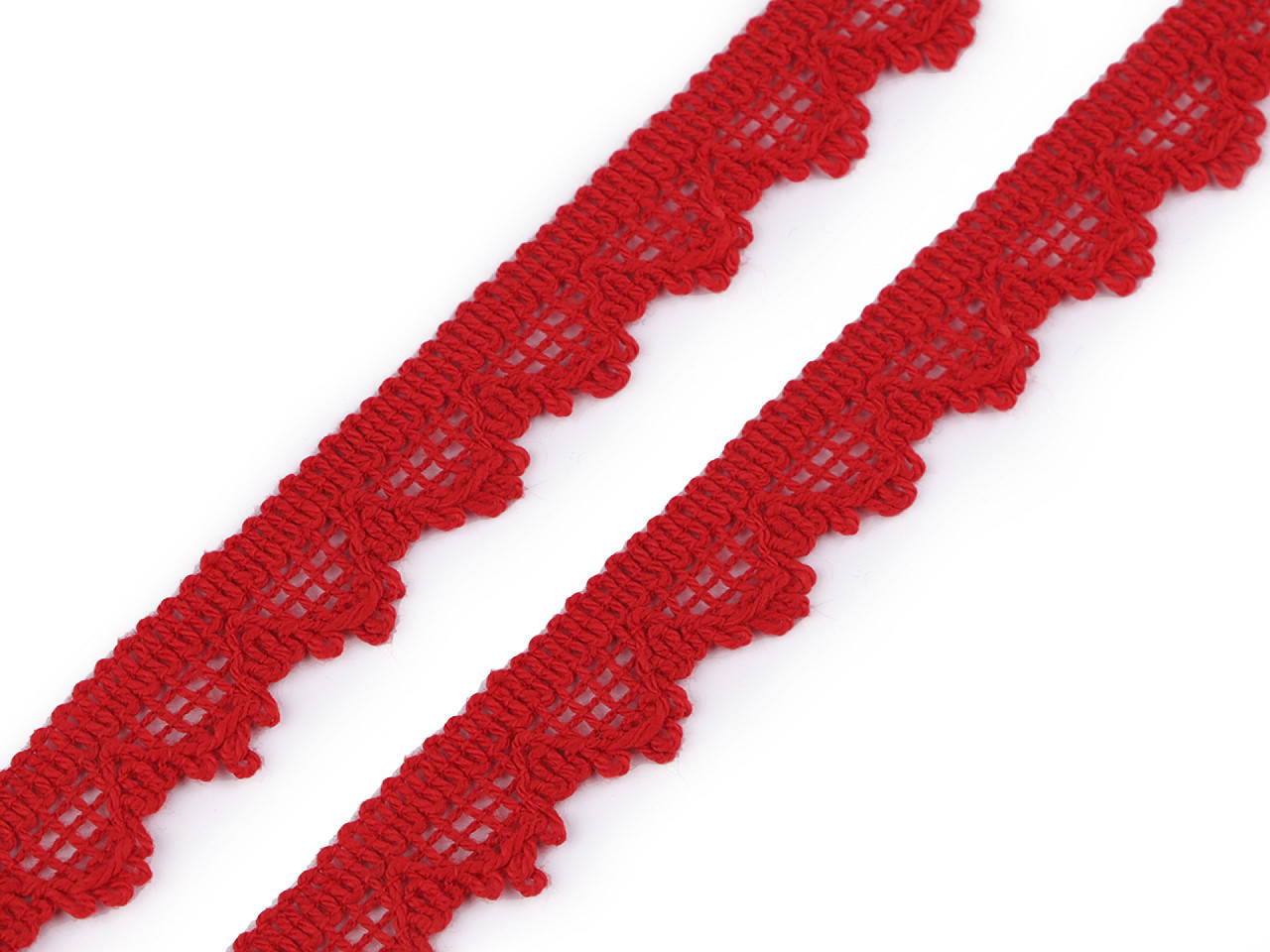 Bavlněná krajka paličkovaná šíře 15 mm Varianta: 4 červená, Balení: 22.5 m