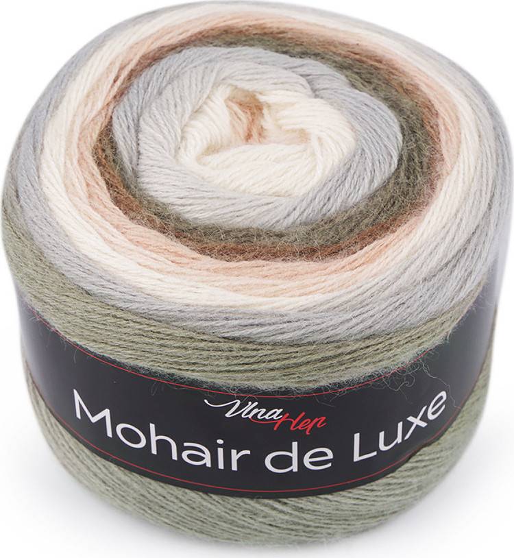 Pletací příze Mohair de Luxe 150 g Varianta: 5 (7401) šedá světlá, Balení: 1 ks
