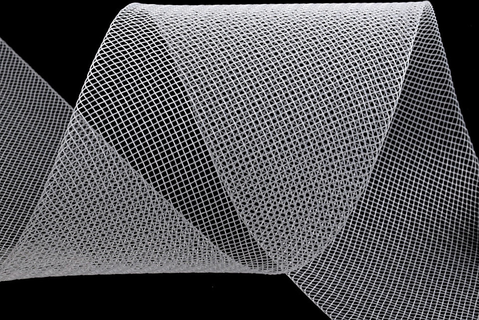 Modistická krinolína na vyztužení šatů a výrobu fascinátorů šíře 8 cm Varianta: 1 (CC01) bílá, Balení: 1 m