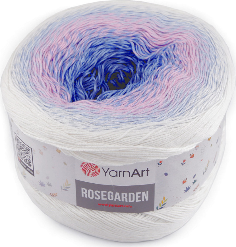 Bavlněná pletací příze Rosegarden 250 g Varianta: 11 (301) bílá modrá, Balení: 1 ks