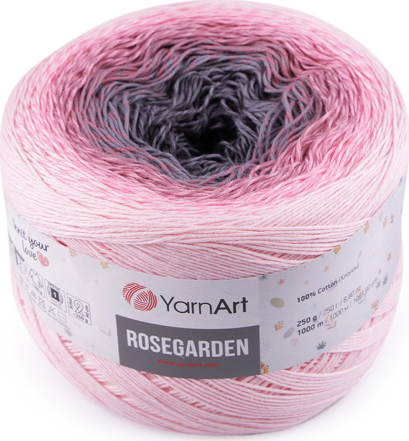 Bavlněná pletací příze Rosegarden 250 g Varianta: 14 (313) růžová střední šedá, Balení: 1 ks