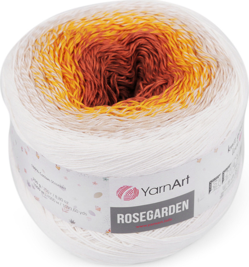 Bavlněná pletací příze Rosegarden 250 g Varianta: 1 (307) krémová nejsvět., Balení: 1 ks