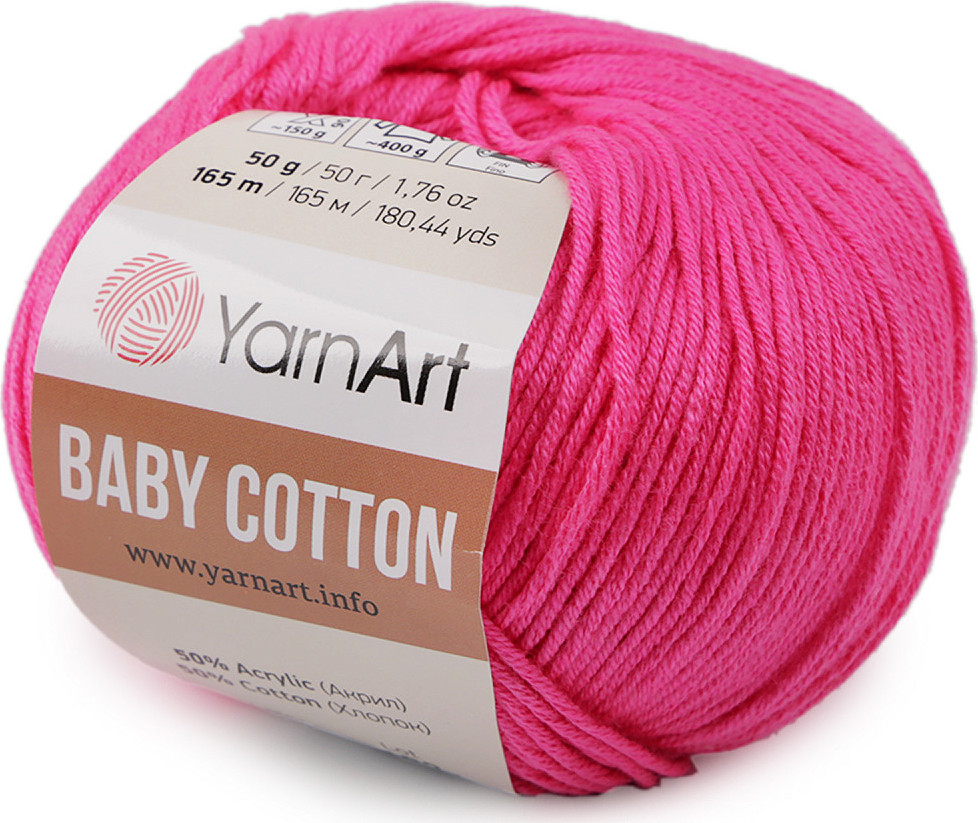 Pletací příze Baby Cotton 50 g Varianta: 17 (422) pink, Balení: 1 ks