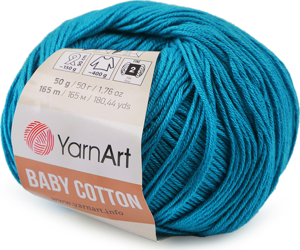 Pletací příze Baby Cotton 50 g Varianta: 15 (458) modrá azuro, Balení: 1 ks