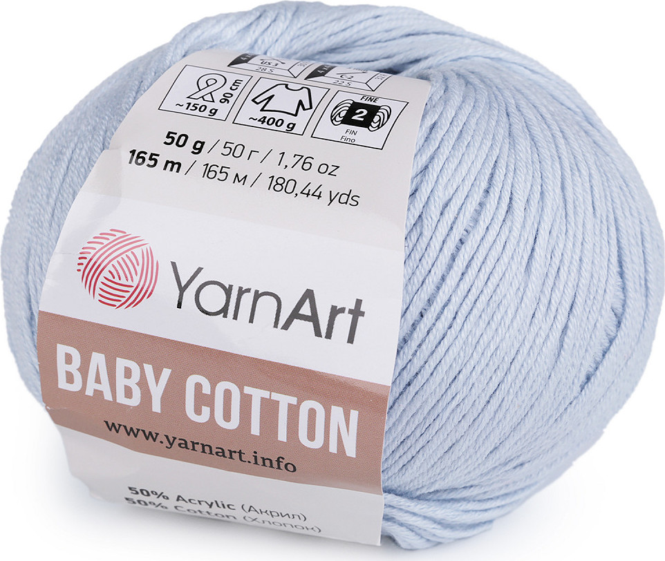 Pletací příze Baby Cotton 50 g Varianta: 8 (450) modrá ledová, Balení: 1 ks