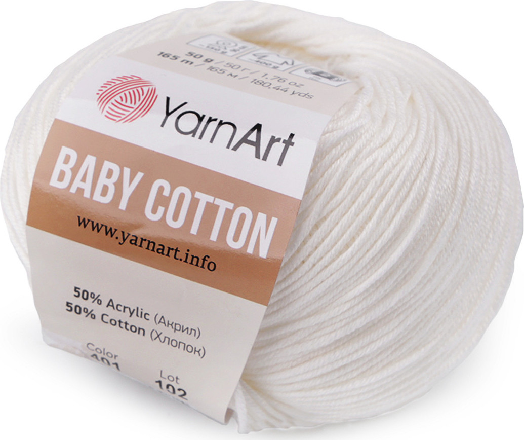 Pletací příze Baby Cotton 50 g Varianta: 21 (401) krémová světlá, Balení: 1 ks