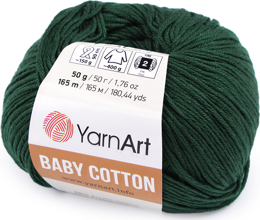 Pletací příze Baby Cotton 50 g Varianta: 24 (444) zelená tmavá, Balení: 1 ks