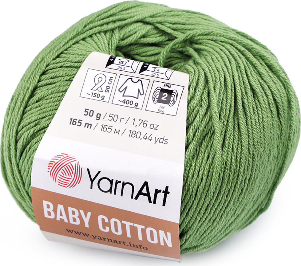 Pletací příze Baby Cotton 50 g Varianta: 26 (440) zelenkavá, Balení: 1 ks