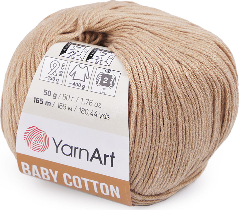 Pletací příze Baby Cotton 50 g Varianta: 23 (405) béžová, Balení: 1 ks