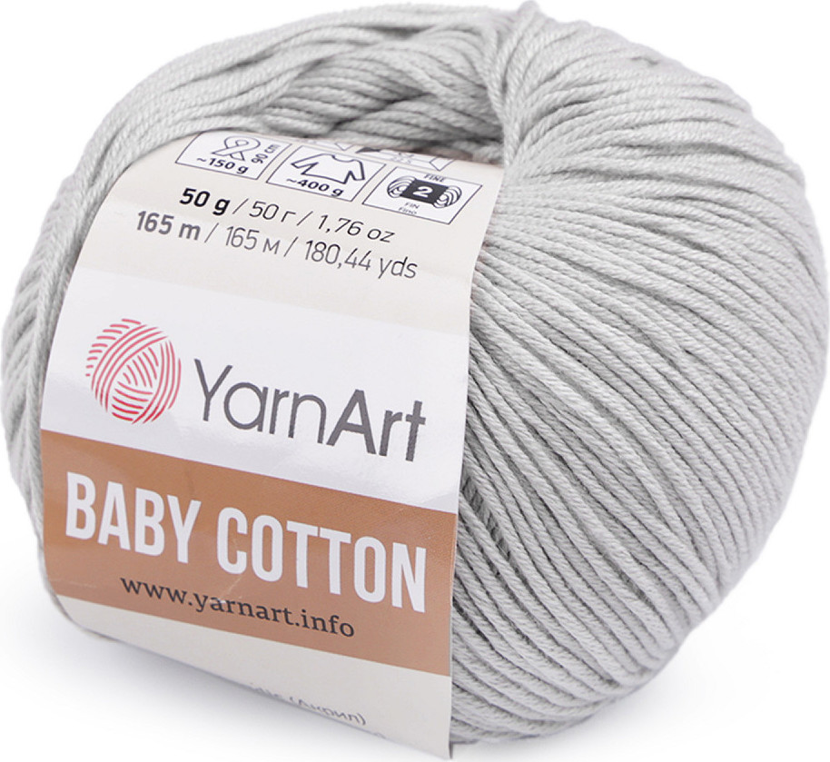 Pletací příze Baby Cotton 50 g Varianta: 25 (451) šedá nejsvětlější, Balení: 1 ks