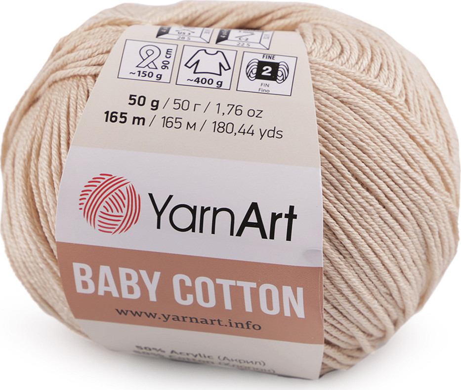 Pletací příze Baby Cotton 50 g Varianta: 28 (404) ecru, Balení: 1 ks