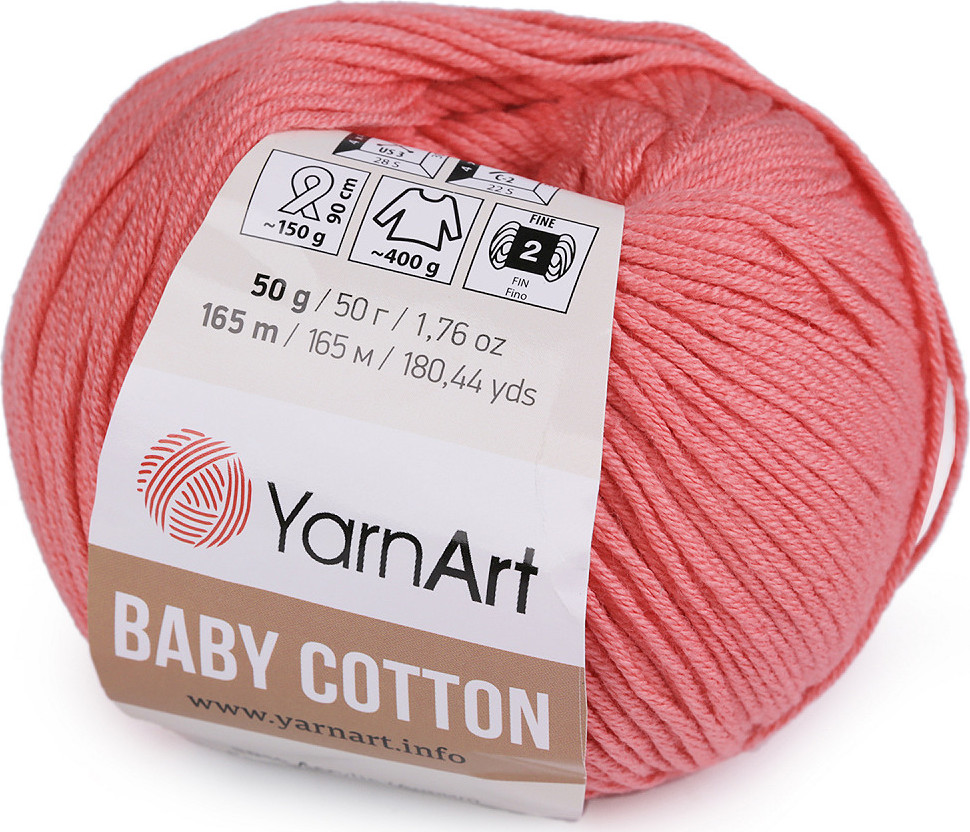 Pletací příze Baby Cotton 50 g Varianta: 4 (420) korálová světlá, Balení: 1 ks