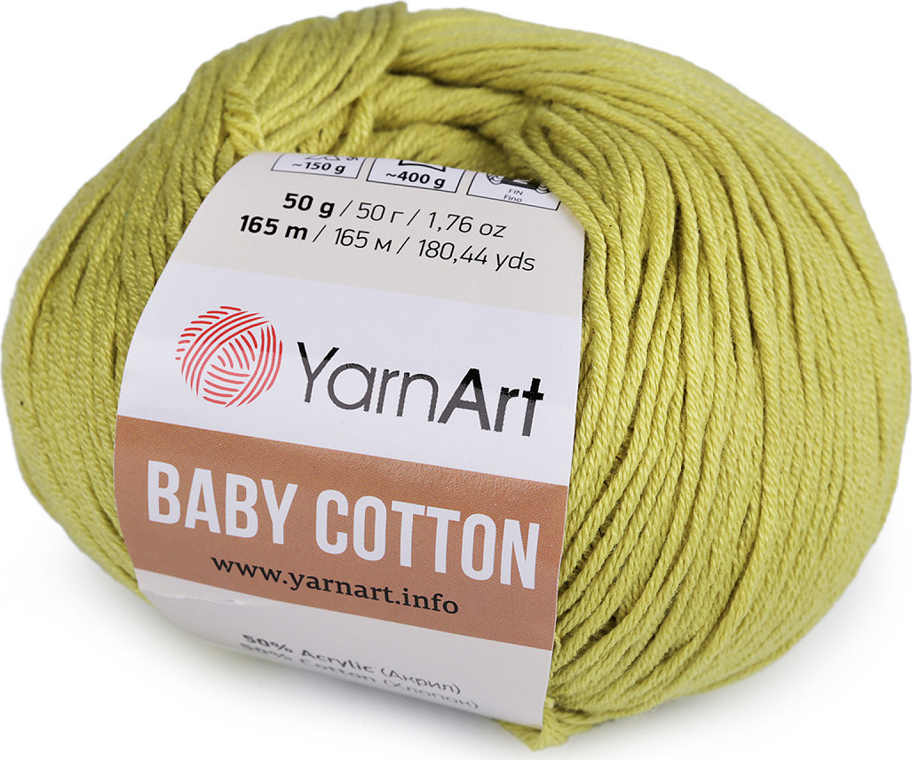 Pletací příze Baby Cotton 50 g Varianta: 9 (436) zelená sv., Balení: 1 ks