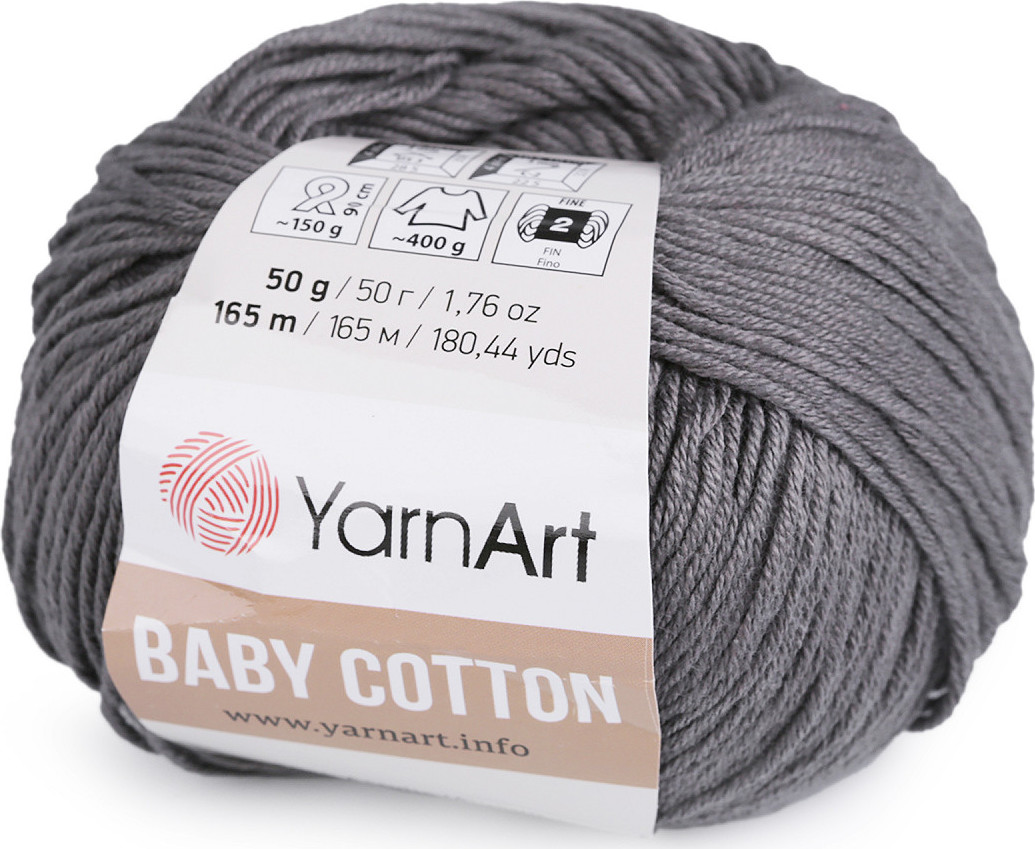 Pletací příze Baby Cotton 50 g Varianta: 12 (454) šedá, Balení: 1 ks