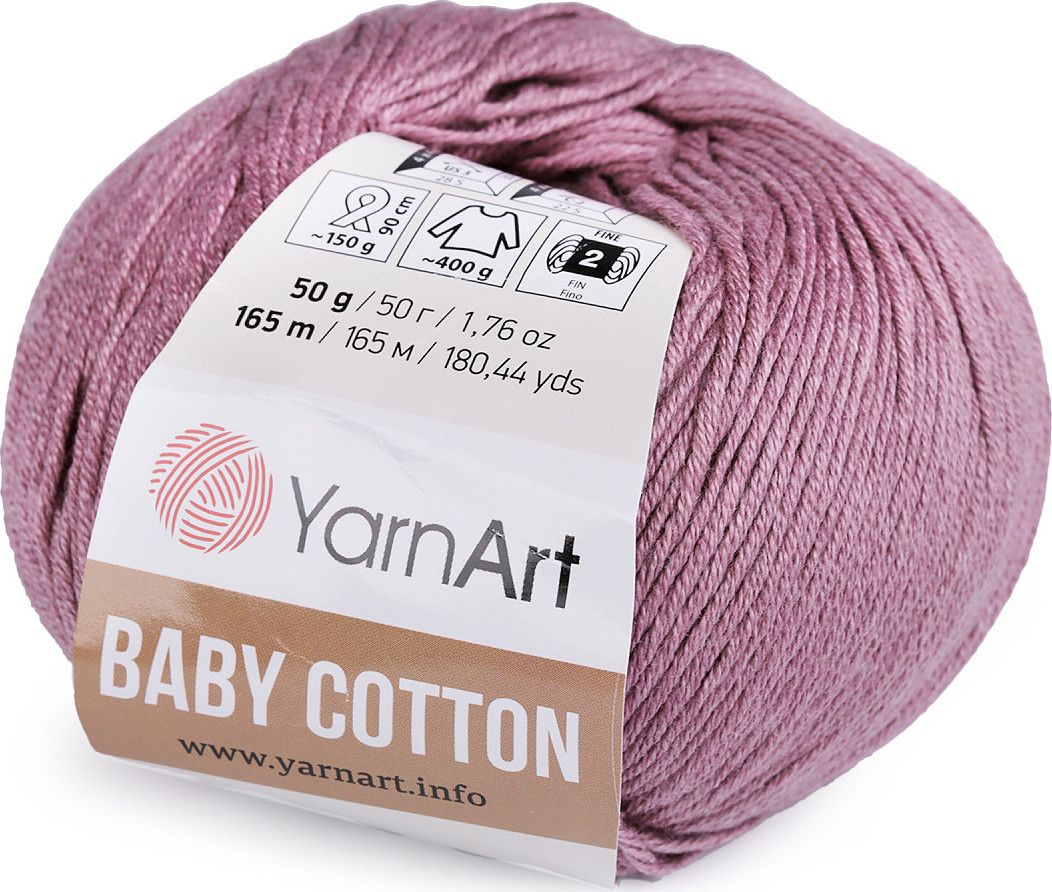 Pletací příze Baby Cotton 50 g Varianta: 5 (419) starofialová, Balení: 1 ks