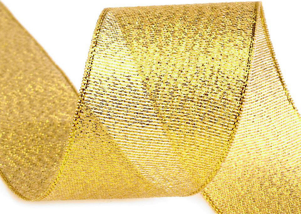 Brokátová stuha šíře 38 mm s lurexem Varianta: 1 zlatá, Balení: 22.5 m