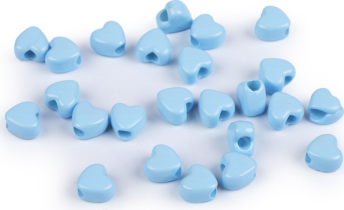 Plastové korálky srdce 8 mm Varianta: 5 modrá světlá, Balení: 5 g