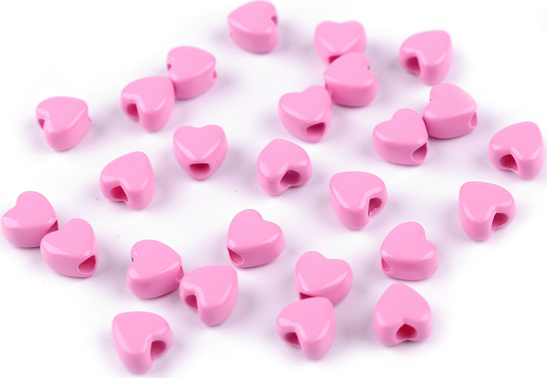 Plastové korálky srdce 8 mm Varianta: 2 růžová sv., Balení: 5 g