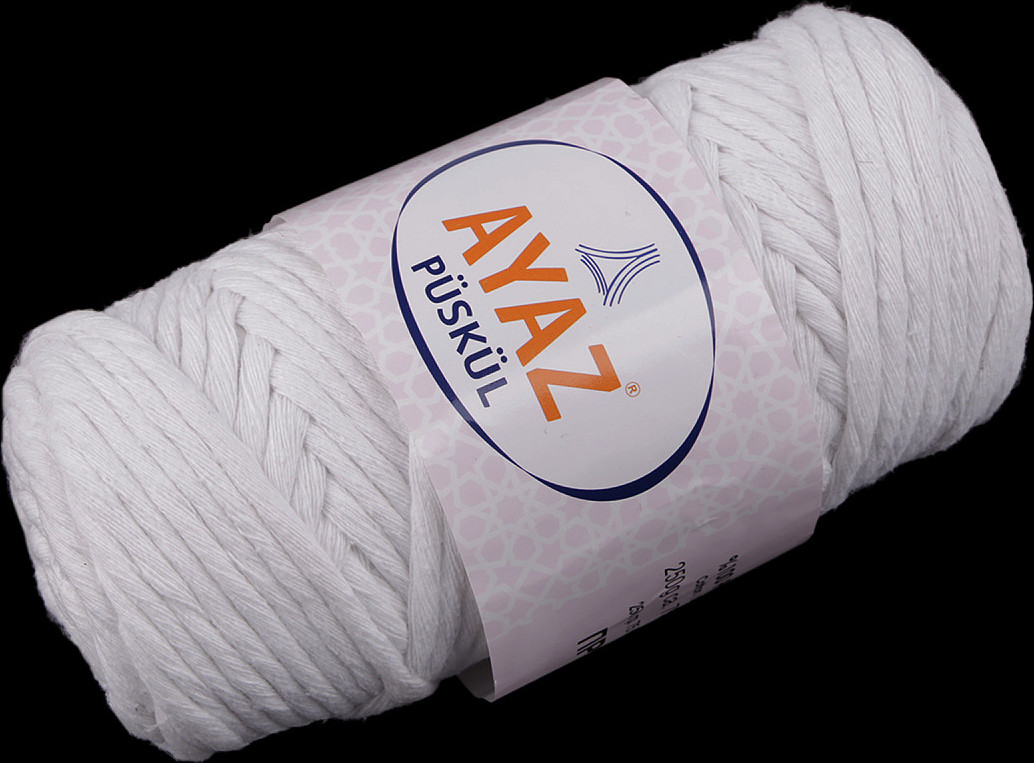 Bavlněná pletací příze Püskül 250 g, na macrame Varianta: 1 (1208) bílá, Balení: 1 ks