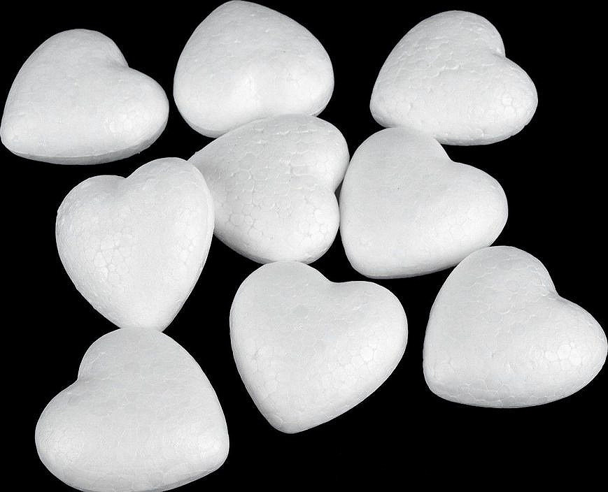 Srdce 4,4x4,7 cm polystyren Varianta: White, Balení: 20 ks