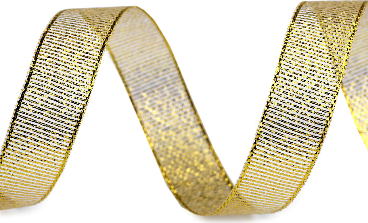 Brokátová stuha s lurexem šíře 15 mm vánoční Varianta: 2 zlatá, Balení: 22.5 m