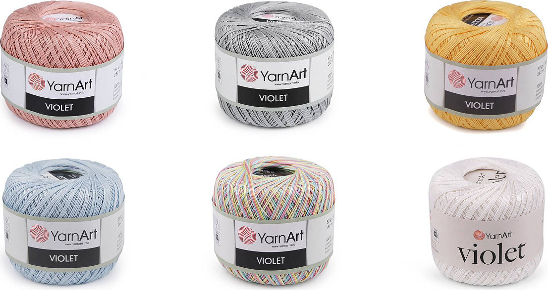 Bavlněná příze háčkovací Violet 50 g Varianta: 16 (1000) Off White, Balení: 1 ks