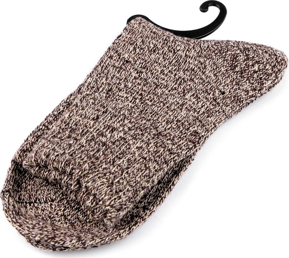Ponožky teplé žíhané unisex Varianta: 8 hnědá, Balení: 1 pár