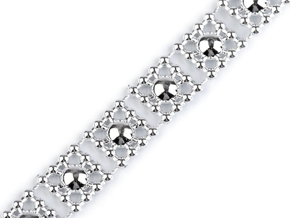 Borta s perlami - půlperle šíře 9 mm Varianta: 4 stříbrná, Balení: 9 m