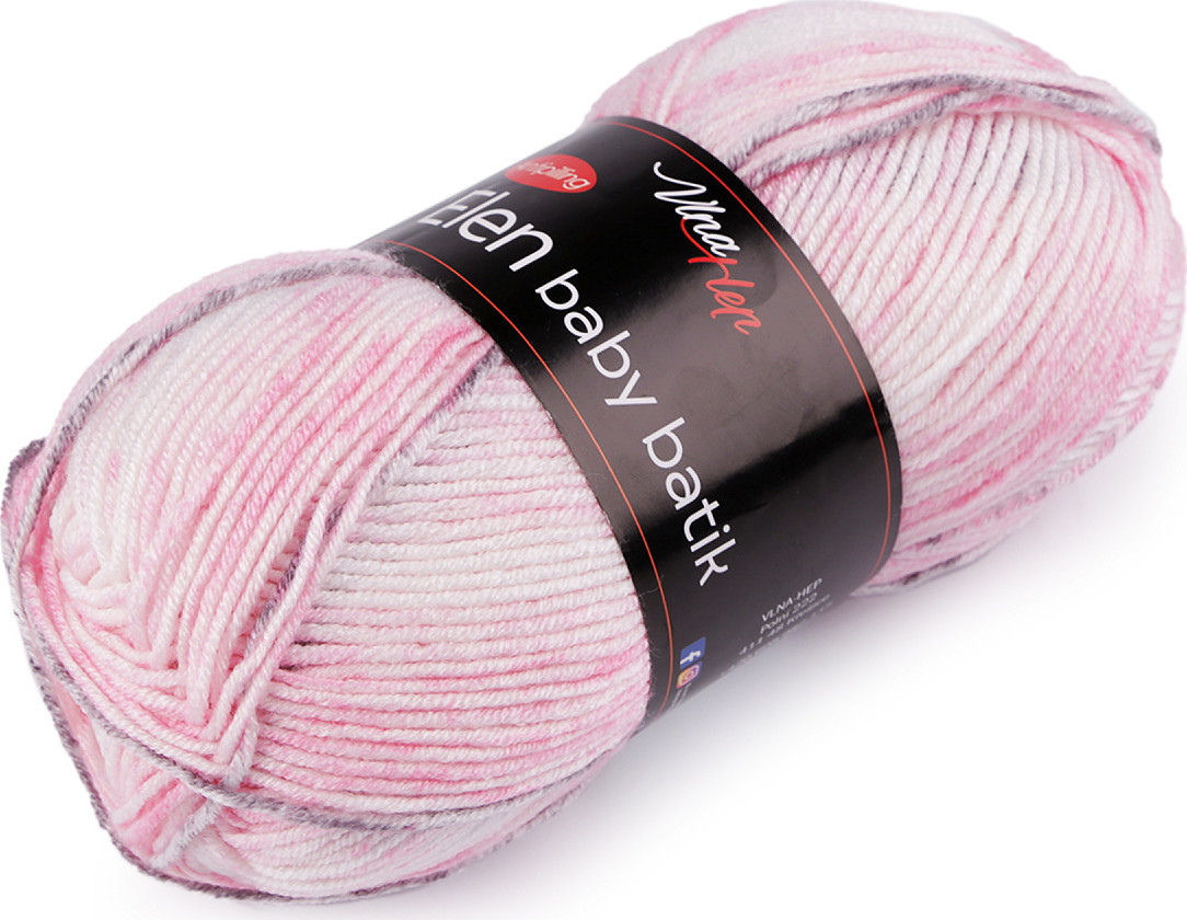 Pletací příze Elen baby batik 100 g Varianta: 2 (5110) růžová sv., Balení: 1 ks