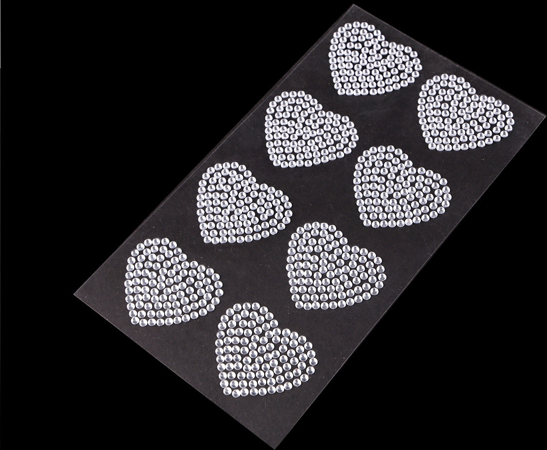 Samolepky kamínkové vločky, srdce, hvězdy Varianta: 2 crystal srdce, Balení: 20 karta