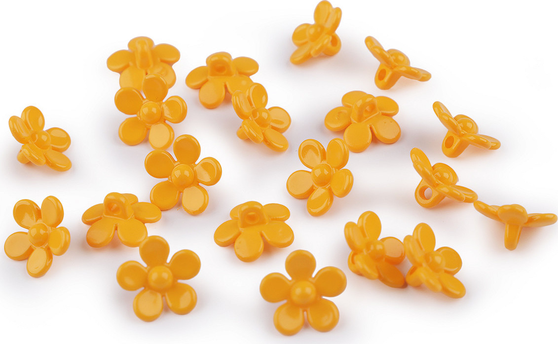 Plastové knoflíky / korálky květ Ø15 mm Varianta: 1 žlutá žloutková, Balení: 5 g