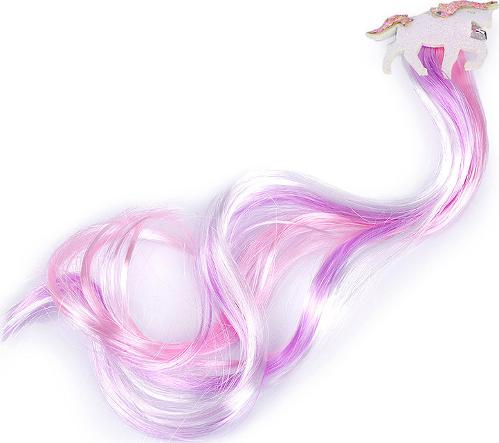 Pramínky vlasů se sponou jednorožec Varianta: 1 růžová sv. bílá, Balení: 1 ks