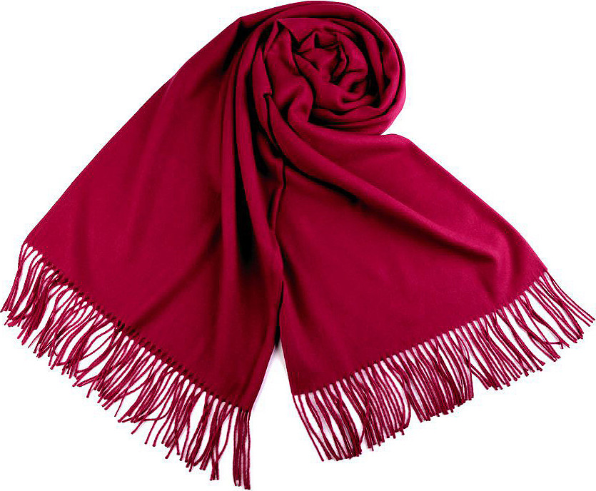Šátek / šála typu pashmina s třásněmi 65x180 cm Varianta: 24 červená tmavá, Balení: 1 ks