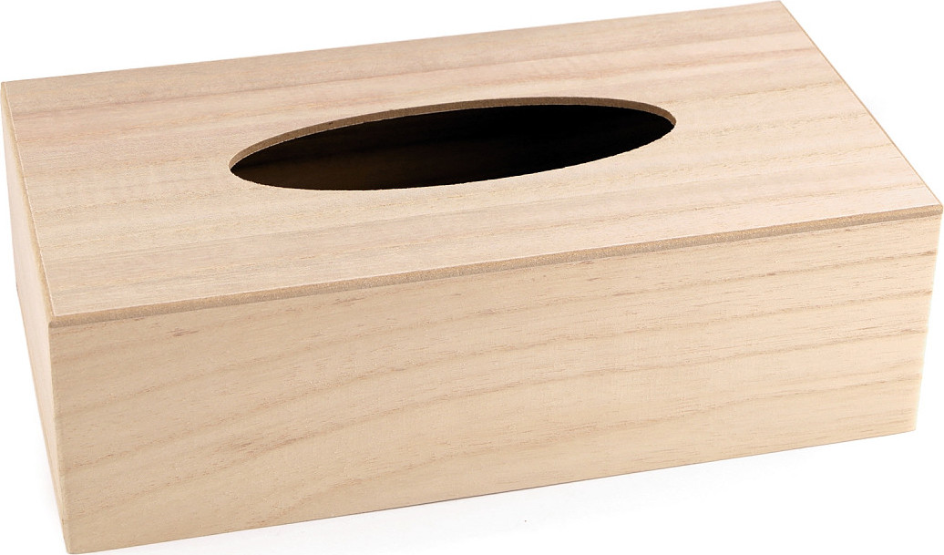 Dřevěný zásobník na kapesníky k dozdobení Varianta: 1 přírodní, Balení: 1 ks