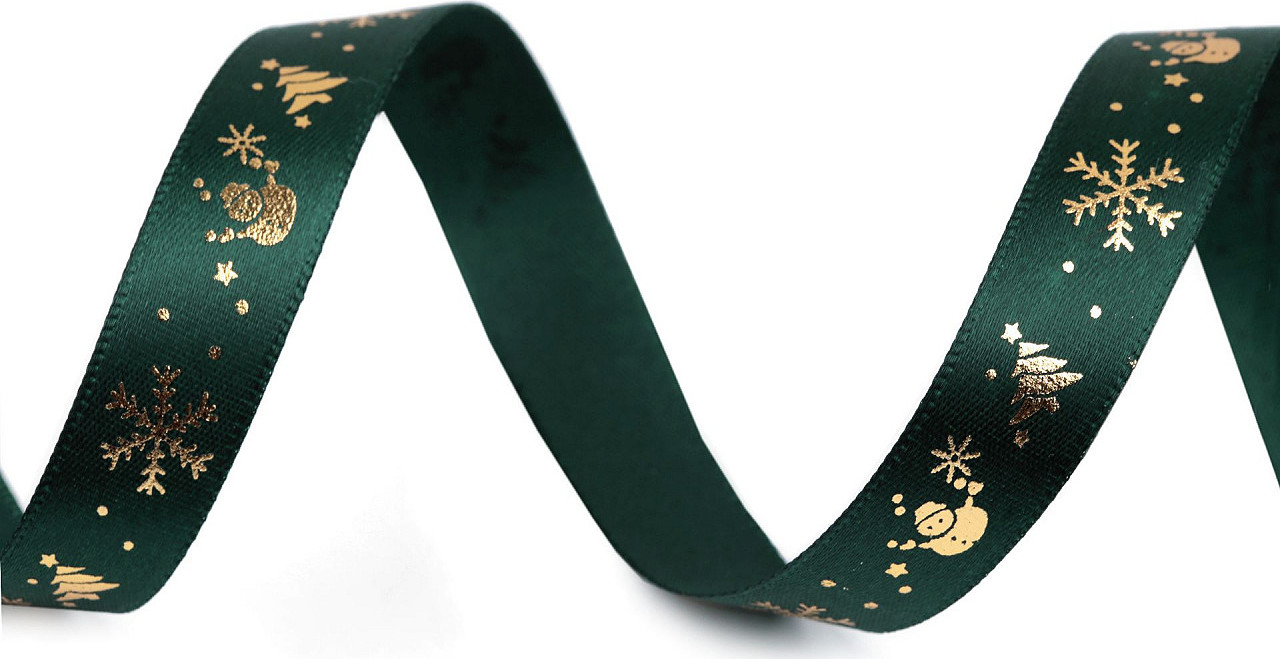 Vánoční saténová stuha šíře 15 mm Varianta: 2 zelená lesní, Balení: 45 m