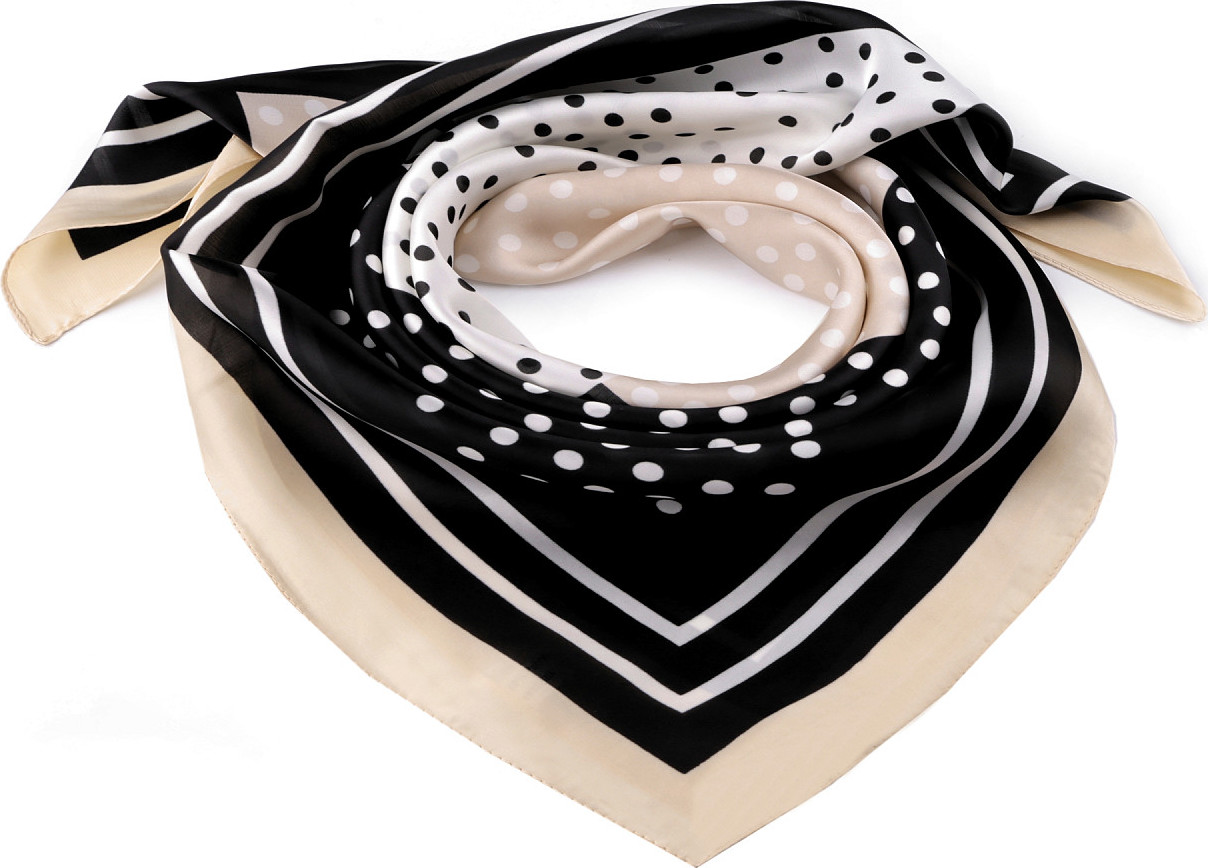 Saténový šátek puntík 70x70 cm Varianta: 2 černá, Balení: 1 ks
