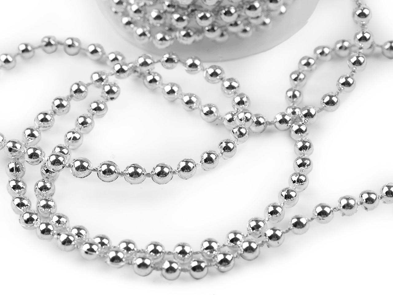 Perlový řetěz Ø4 mm Varianta: 2 stříbrná, Balení: 1 cívka