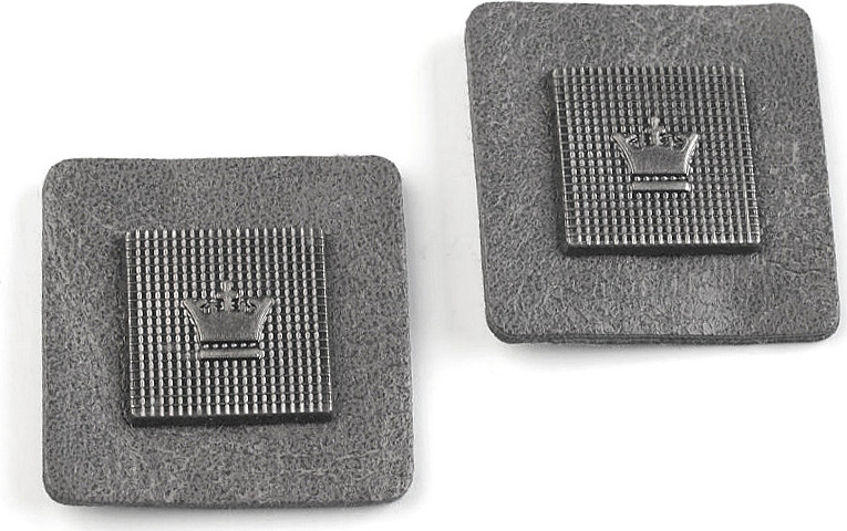 Dekorační aplikace / nášivka koruna 30x30 mm na oděv Varianta: 1 šedá neutrální, Balení: 2 ks