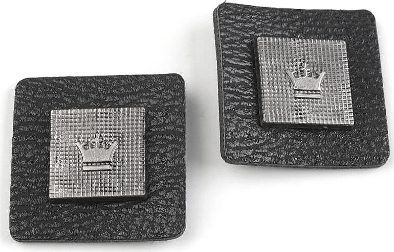 Dekorační aplikace / nášivka koruna 30x30 mm na oděv Varianta: 2 černá, Balení: 2 ks
