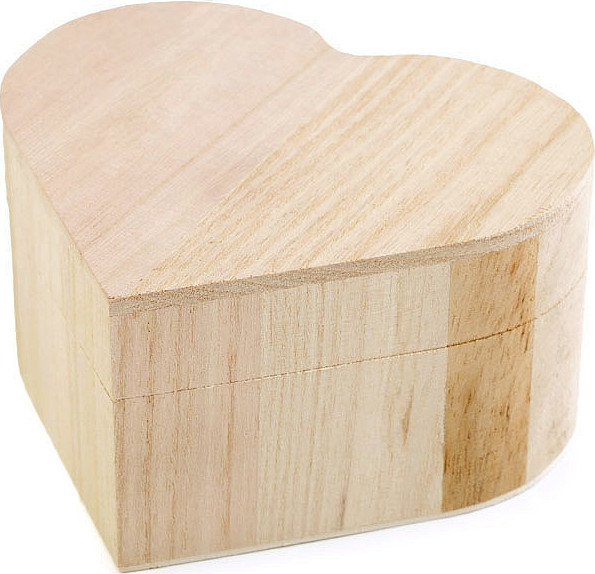 Dřevěná krabička k dozdobení Varianta: 3 přírodní srdce, Balení: 1 ks